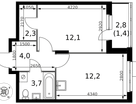 1-к. квартира, 35&nbsp;м²