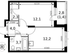 1-к. квартира, 35&nbsp;м²
