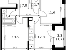 2-к. квартира, 51 м²