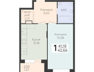 1-к. квартира, 42 м²