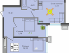 2-к. квартира, 62&nbsp;м²