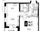 2-к. квартира, 46&nbsp;м²