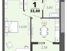 1-к. квартира, 33&nbsp;м²