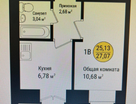 1-к. квартира, 27&nbsp;м²