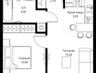 1-к. квартира, 42&nbsp;м²