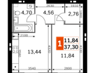 1-к. квартира, 37&nbsp;м²