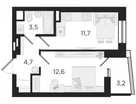 1-к. квартира, 32,1&nbsp;м²