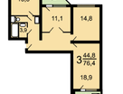 3-к. квартира, 75,7&nbsp;м²