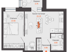 2-к. квартира, 43&nbsp;м²