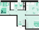 2-к. квартира, 67&nbsp;м²