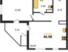 1-к. квартира, 47&nbsp;м²