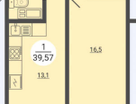 1-к. квартира, 39,6&nbsp;м²