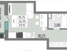 1-к. квартира, 29,1&nbsp;м²