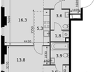 2-к. квартира, 55&nbsp;м²