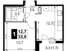1-к. квартира, 33&nbsp;м²