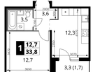 1-к. квартира, 33&nbsp;м²