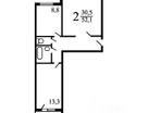 2-к. квартира, 52,3&nbsp;м²