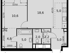 2-к. квартира, 57 м²