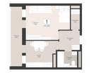 1-к. квартира, 43 м²