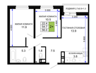 2-к. квартира, 56&nbsp;м²