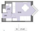 Студия, 21 м²