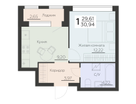 1-к. квартира, 30&nbsp;м²