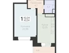 1-к. квартира, 43&nbsp;м²