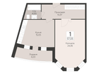 1-к. квартира, 57&nbsp;м²