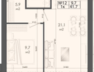 1-к. квартира, 41,7&nbsp;м²