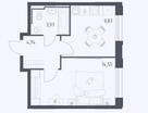 1-к. квартира, 33,1 м²