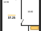1-к. квартира, 37,2 м²