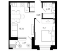 1-к. квартира, 39&nbsp;м²