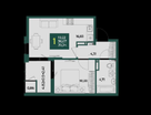 1-к. квартира, 39,3 м²