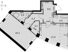 1-к. квартира, 65&nbsp;м²