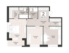 2-к. квартира, 66&nbsp;м²