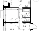 2-к. квартира, 56&nbsp;м²
