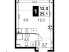 Студия, 25&nbsp;м²