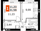 1-к. квартира, 31 м²