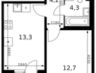 1-к. квартира, 38 м²