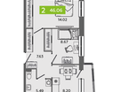 2-к. квартира, 46,1&nbsp;м²