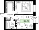 1-к. квартира, 38&nbsp;м²