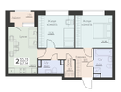 2-к. квартира, 57 м²
