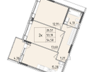Студия, 54 м²