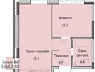 1-к. квартира, 41&nbsp;м²