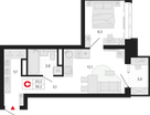Студия, 36 м²