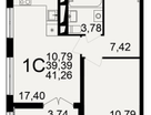 1-к. квартира, 39,4&nbsp;м²