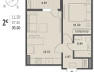 1-к. квартира, 39&nbsp;м²
