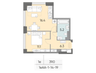 1-к. квартира, 39&nbsp;м²