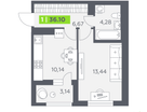 1-к. квартира, 36&nbsp;м²