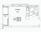 Студия, 20,7&nbsp;м²